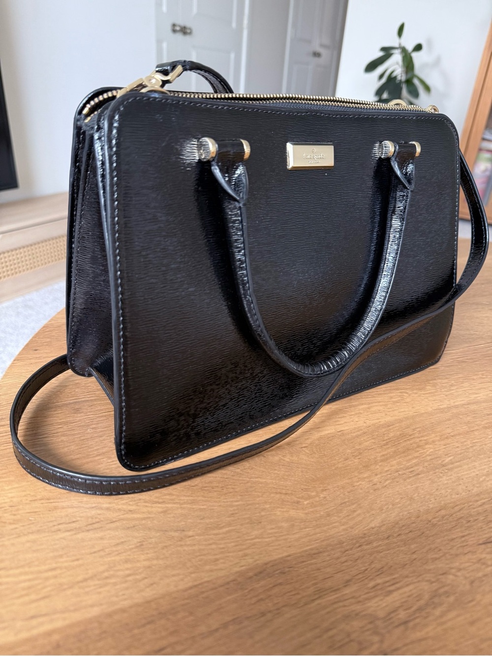 Kate Spade Bixby Place Lise Satchel Bag Black Patent Leather